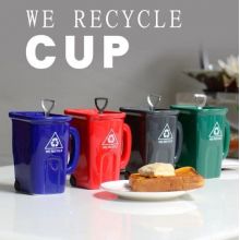 We Recycle trash can mug